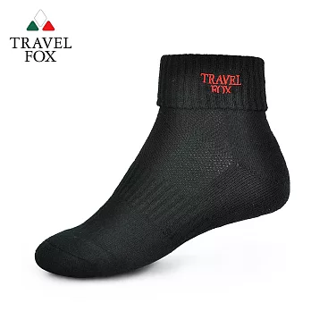 TRAVEL FOX旅狐女反折毛巾底運動襪 [T22W-01]黑