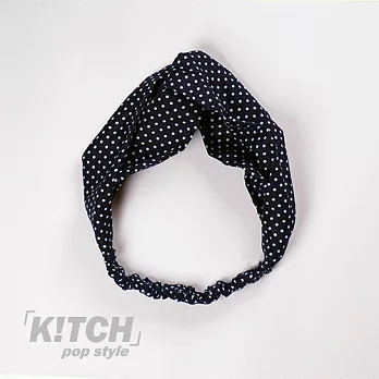 Kitch 奇趣設計 點點交叉雪紡髮帶 - 2色藍色