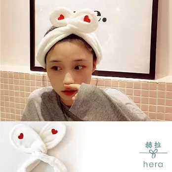 【Hera】赫拉 愛心刺繡彈性頭帶/髮帶-3色(白色)