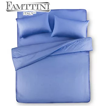 【Famttini-典藏原色】加大四件式純棉床包組-藍色