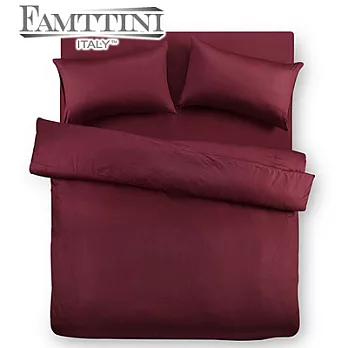 【Famttini-典藏原色】雙人四件式純棉床包組-棗紅