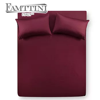 【Famttini-典藏原色】雙人三件式純棉床包組-棗紅
