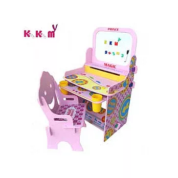 【Kikimmy】創意畫版成長學習書桌椅組-粉紅色