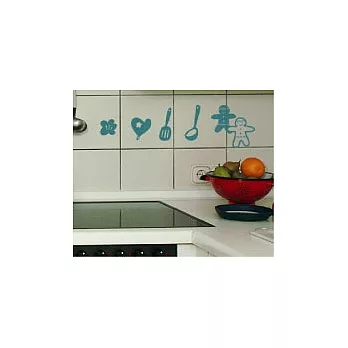 【Design W 創意壁貼】時尚家飾Happy cook (藍色款)