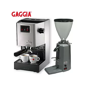 義大利GAGGIA CLASSIC 半自動咖啡機 +500N電動磨豆機_銀色 (HG0195+500N)