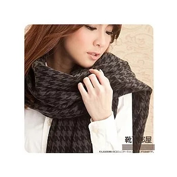 【靴下部屋】瑪麗外宿中˙千鳥格紋加大版披肩圍巾-黑/深灰