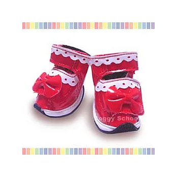 韓國原裝Doggy School 蕾 絲 蝴 蝶 結 鞋【紅色】(1號)