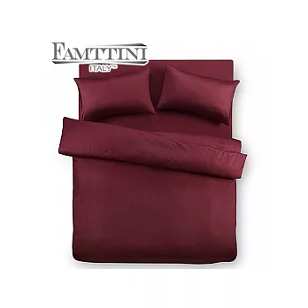 【Famttini-典藏原色】單人三件式精梳棉被套床包組-棗紅