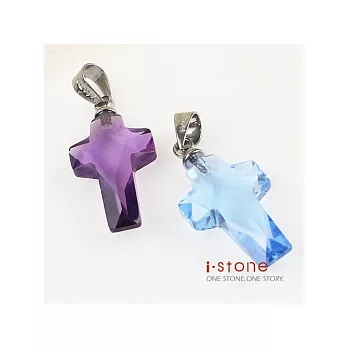 【石頭記】祝福畢業季切刻十字水晶對鍊(紫水晶+藍水晶)