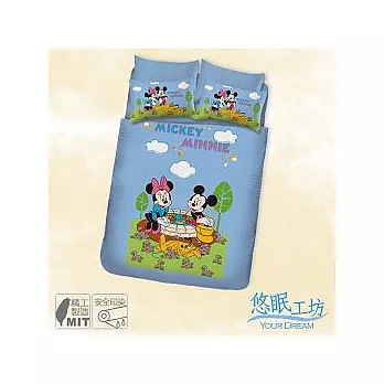 【悠眠工坊】米奇約會篇(藍)雙人四件式薄被套床包組