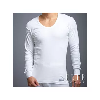 ELLE HOMME 秋冬衛生衣系列 ~U領長袖衫《超值3件組》白色_L