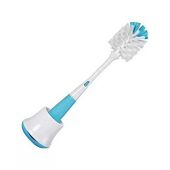 《OXO》2in1 彎彎奶嘴窄口瓶刷+座組(藍)