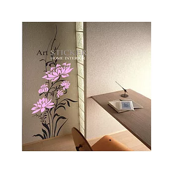 Art STICKER壁貼 。 Lotus (F067-黑色+粉紅)