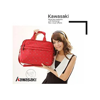 Kawasaki 13吋手提/肩背電腦公文包, 附長揹帶。可二用 (紅色)