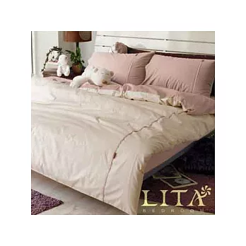 LITA麗塔(繽紛玩色－梅粉)雙人四件式純棉兩用被床包組