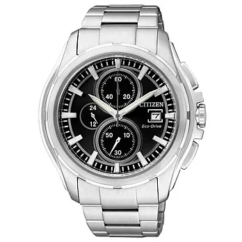 CITIZEN 追風騎士光動能三環腕錶(鋼帶-銀黑)