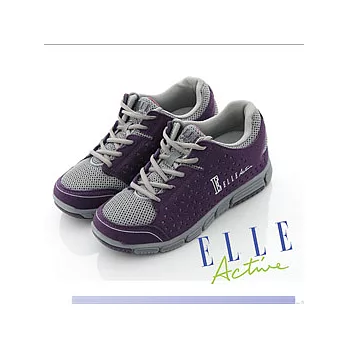 ELLE active 俏麗潮流。異材質混搭_運動休閒鞋A (紫色)_36