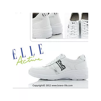 ELLE active 經典LOGO。內增高休閒鞋(白色)_36