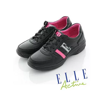 ELLE active 經典LOGO。內增高休閒鞋(黑色)_35