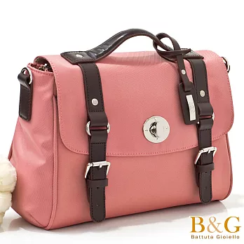 【B&G】法式克萊兒銀光轉釦三用包(蜜桃粉)