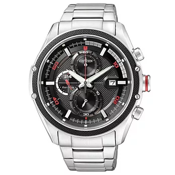 CITIZEN 飆速快感光動能計時腕錶-黑