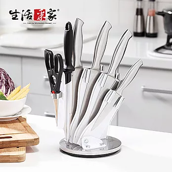 【生活采家】優雅時尚旋轉式不鏽鋼刀具7件組