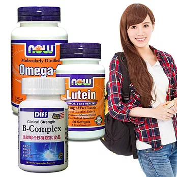 NOW健而婷-開學精明活力套組(強效B群+葉黃素+深海魚油)
