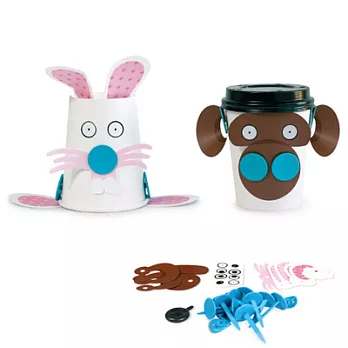 澳洲 makedo 美度扣 - 杯中創意入門款【兔子 / 黑猩猩】33 pcs 工具組