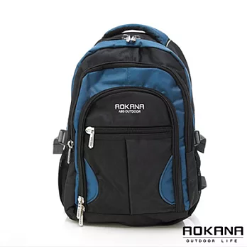 AOKANA奧卡納 護脊輕量防潑水電腦後背包 (藍X黑) 68-023