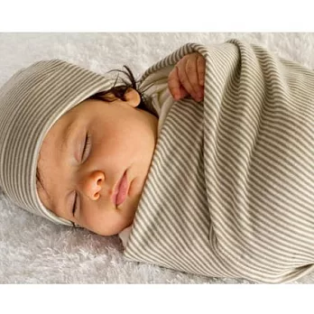 紐西蘭Baby Love Merino 美麗諾羊毛嬰兒包巾/隨身被巾禮盒-焦糖瑪奇朵(含帽子)