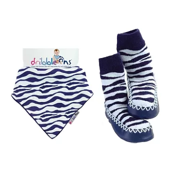 Mocc ons 小精靈襪靴+小牛仔領巾禮組12-18m小斑馬