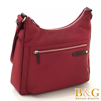 【B&G】輕時尚悠閒寬底斜肩背包(經典酒紅)