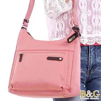 【B&G】輕時尚悠閒寬底斜肩背包(蜜桃粉)