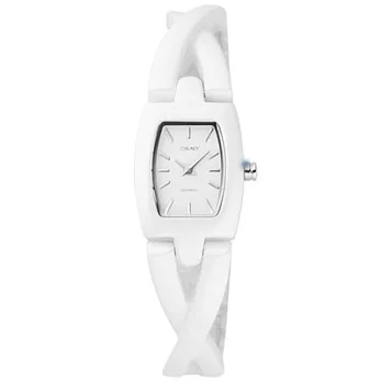 DKNY 唯美珍愛時尚陶瓷腕錶(白)