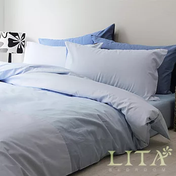 LITA麗塔(狂想曲-藍色)特大四件式純棉兩用被床包組