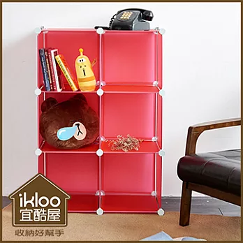【ikloo】diy家具6格收納櫃/組合櫃桃花紅