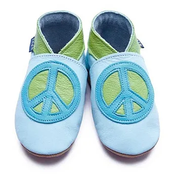 英國製Inch Blue,真皮手工學步鞋禮盒,Peace-Baby Blue/Turquoise(6~12M)
