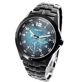 【mono】大麻系列-三眼逆跳錶/不鏽鋼錶/鐵帶錶(蔚海藍)