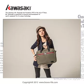 KAWASAKI 超輕平板彩色公事包_軍綠軍綠色