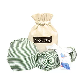 紐西蘭Baby Love Merino 美麗諾羊毛嬰兒包巾/隨身被巾禮盒-抹茶奶酪(含帽子)抹茶奶酪