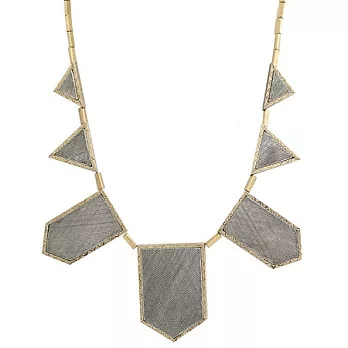 【House of Harlow 1960】妮可李奇品牌~幾何三角造型項鍊 銀灰雕版灰銀