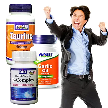 《NOW健而婷》精神百倍猛牛套組(強效B群+大蒜精+牛磺酸)