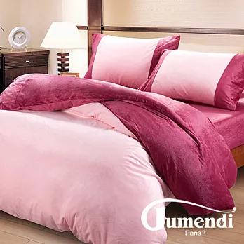 【Jumendi-絕色香頌.風韻粉】特級珊瑚絨雙人四件式被套床包組