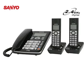 SANYO 三洋 2.4G長距離數位子母雙手機無線電話DCT-8906-2 [黑色]黑色