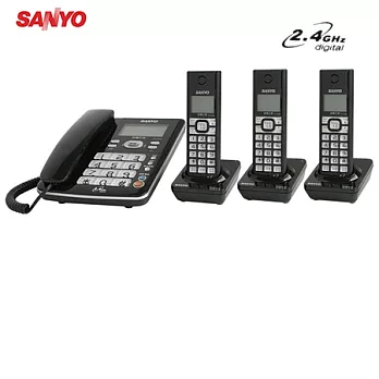 SANYO 三洋 2.4G長距離數位子母3手機無線電話DCT-8906-3 [黑色]黑色