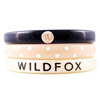 【Wildfo x Couture】美國品牌~浪漫巴黎WILDFOX粉紅波卡象牙白光澤黑三層手環