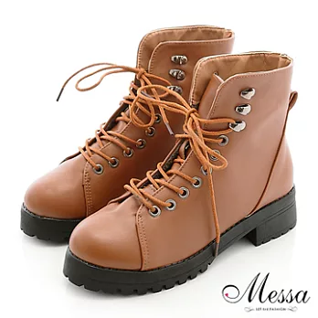 【Messa米莎】超人氣帥氣英倫風馬丁靴-35棕色