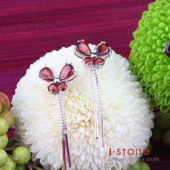 石頭記 嬌豔舞蝶石榴石耳環紅石榴