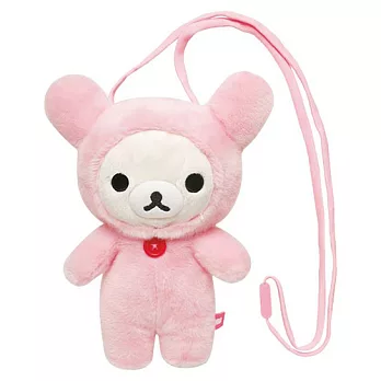 San-X 懶妹粉兔變裝系列毛絨公仔小物包。懶妹