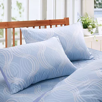 【Saebi-Rer_幸福樂章.藍】高密度防蟎精梳棉枕套-2入